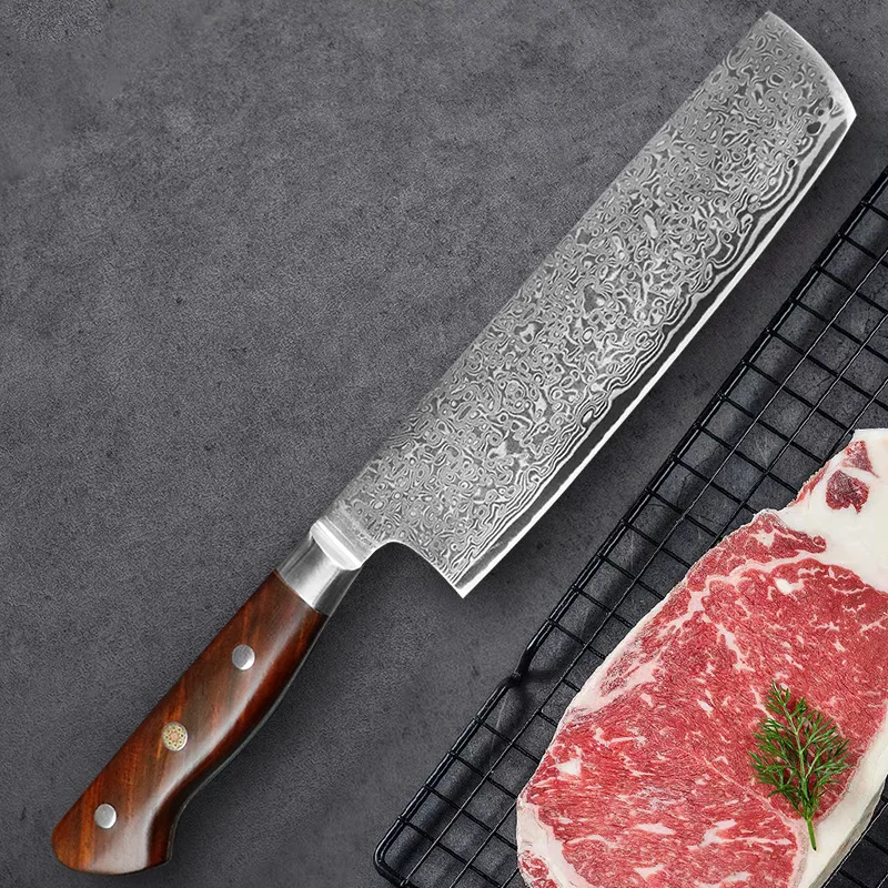 

6,9-дюймовый нож Nakiri, 67-слойный дамасская сталь, 10Cr15CoMoV, лезвие с ручкой из палисандра, нож для нарезки шеф-повара, профессиональный кухонный нож