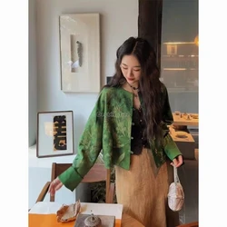 2024 new retro stile etnico cinese tang suit top temperament stampa floreale lady party coat casual daily loose button outwear