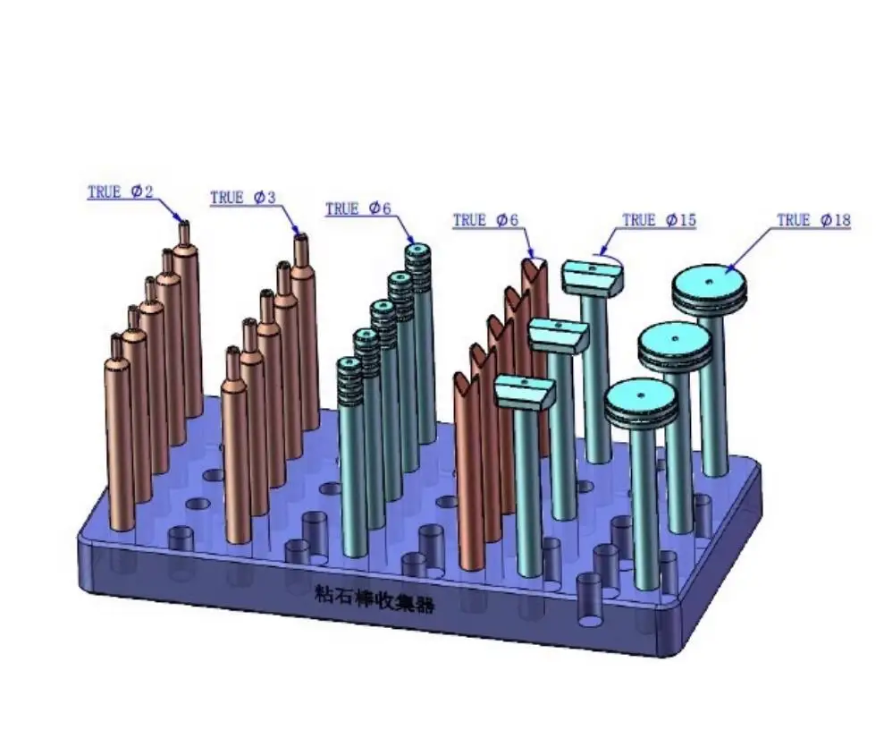 26 Piece/Set Gemstone Measuring Stick Set 6MM Diameter 65MM Length High Precision Carbon Steel Gemstone Facet Grinding Tool