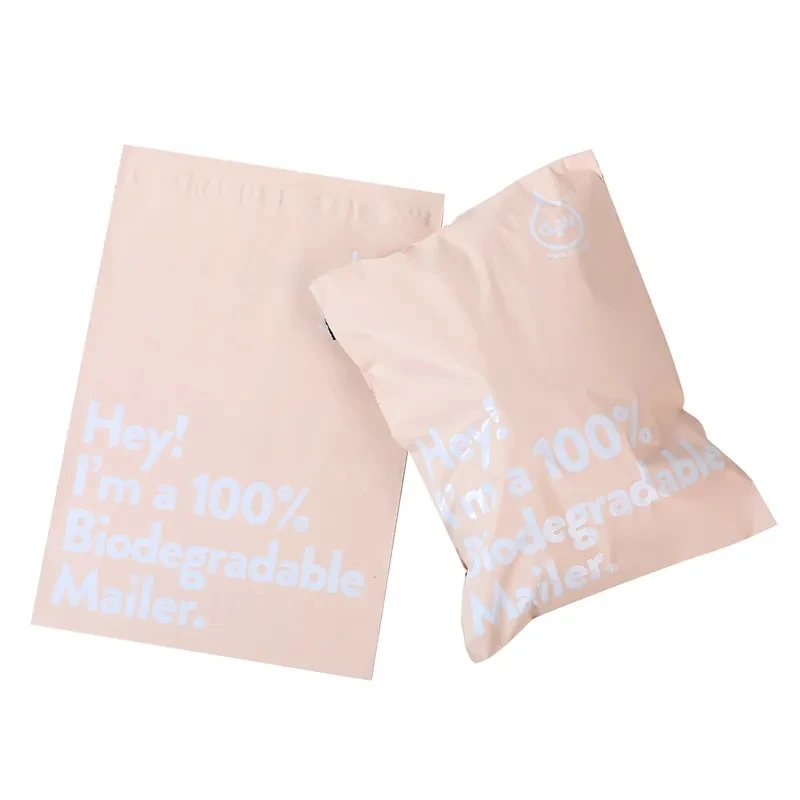 INPLSUTOP 50pcs 100% D2W Biodegradable Courier Bag Eco-Friendly Waterproof Clothing Packing Bag Beige Envelope Mailing Post Bags