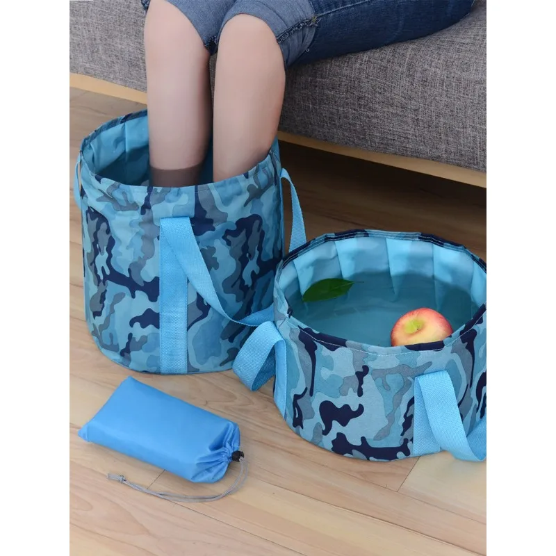 Folding water basin portable travel foot soaking bag canvas laundry washbasin outdoor calf insulation high depth bucket