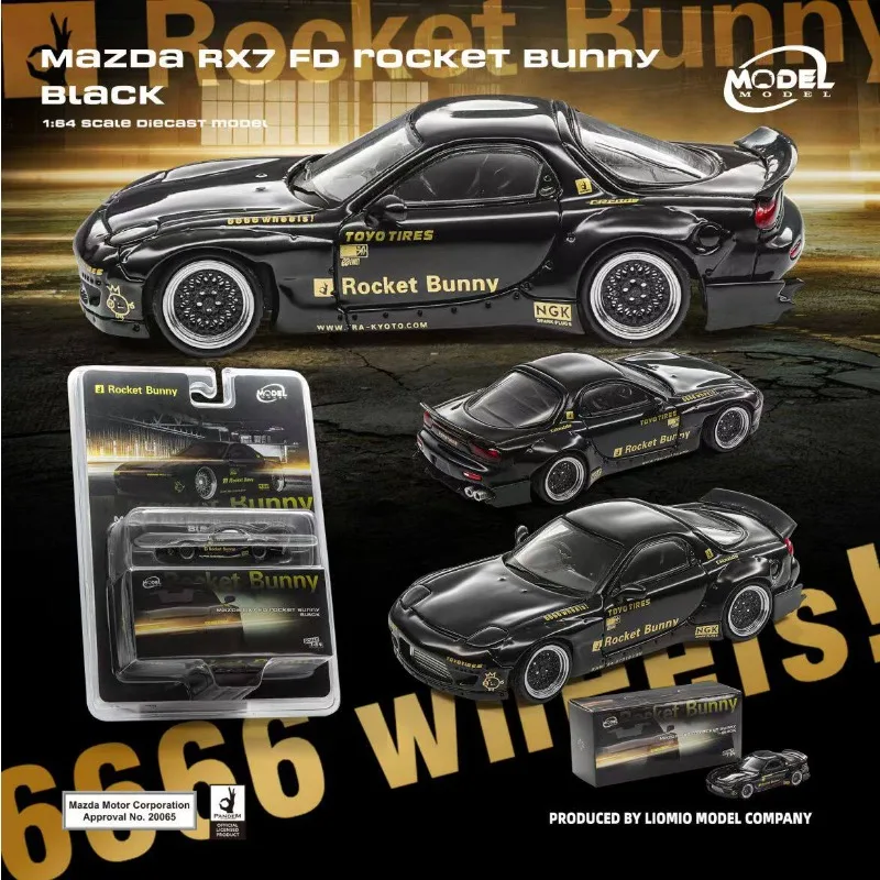 ModelModel 1:64 Mazda RX‑7 FD3S Rocket Bunny Modified Version Die‑cast Alloy Car Model Collectible