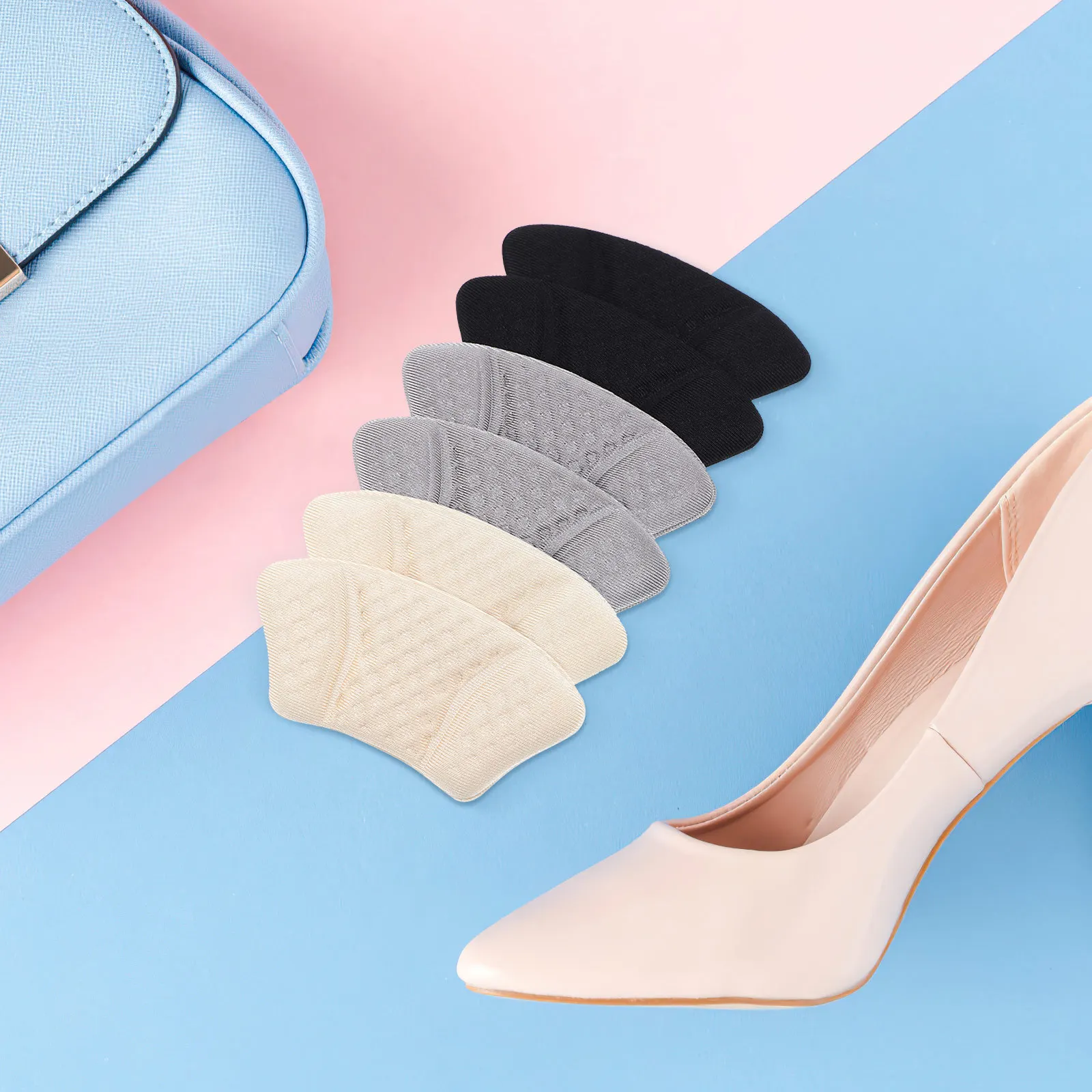 

Heel Pads Sponge Material Blister Prevention Non-Slip Adhesive Backing Fit For Women High Heel Shoes Too Big Shoe Inserts