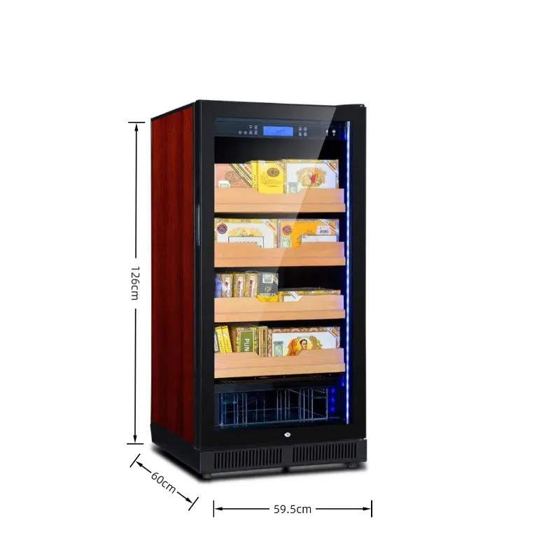 Gabinete de cigarros con pantalla digital premium con control inteligente de humedad preciso equipado con estantes de haya