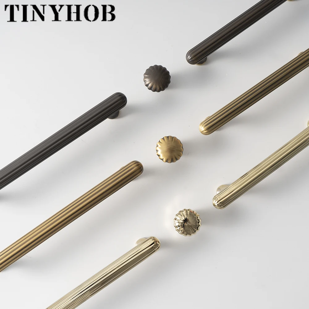 3 Colors Cupboard Handles Solid Brass Cabinet Knobs American Style Retro Bronze Drawer Knob Nordic Furniture Kitchen Accessories