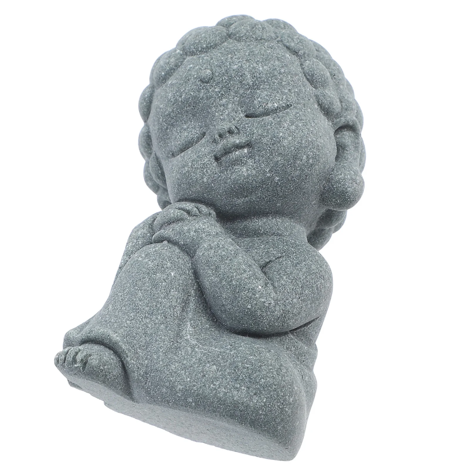 Mini Buddha Statue Natural Sandstone Sitting Zen Monk Praying Sculpture Ornament for Wealth Good Luck Home Decor