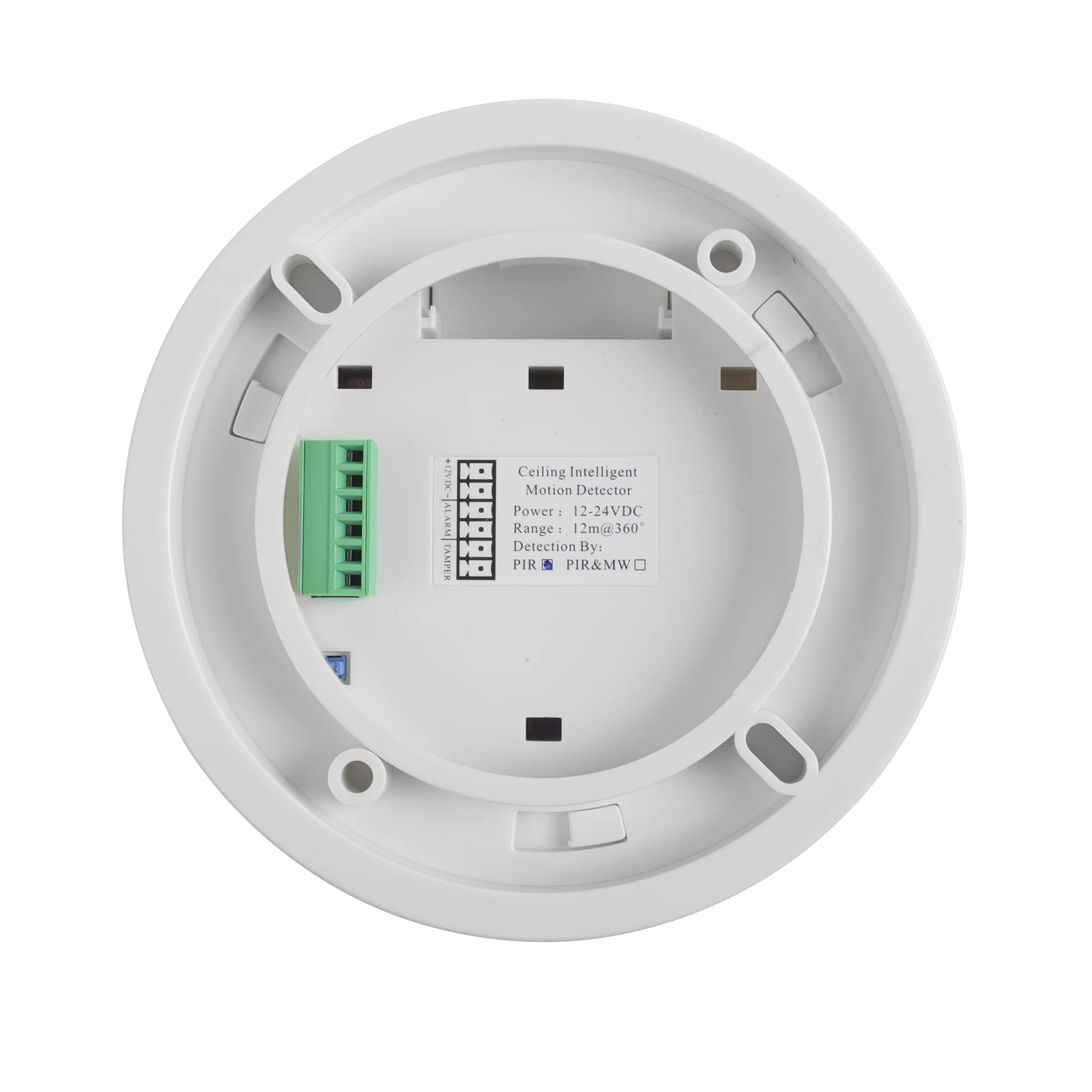 Montaje en techo Detección de 360 grados Sensor de movimiento con cable PIR Tech Anti-mascotas Anti-manipulación con salida de alarma NO/NC para sistema de alarma