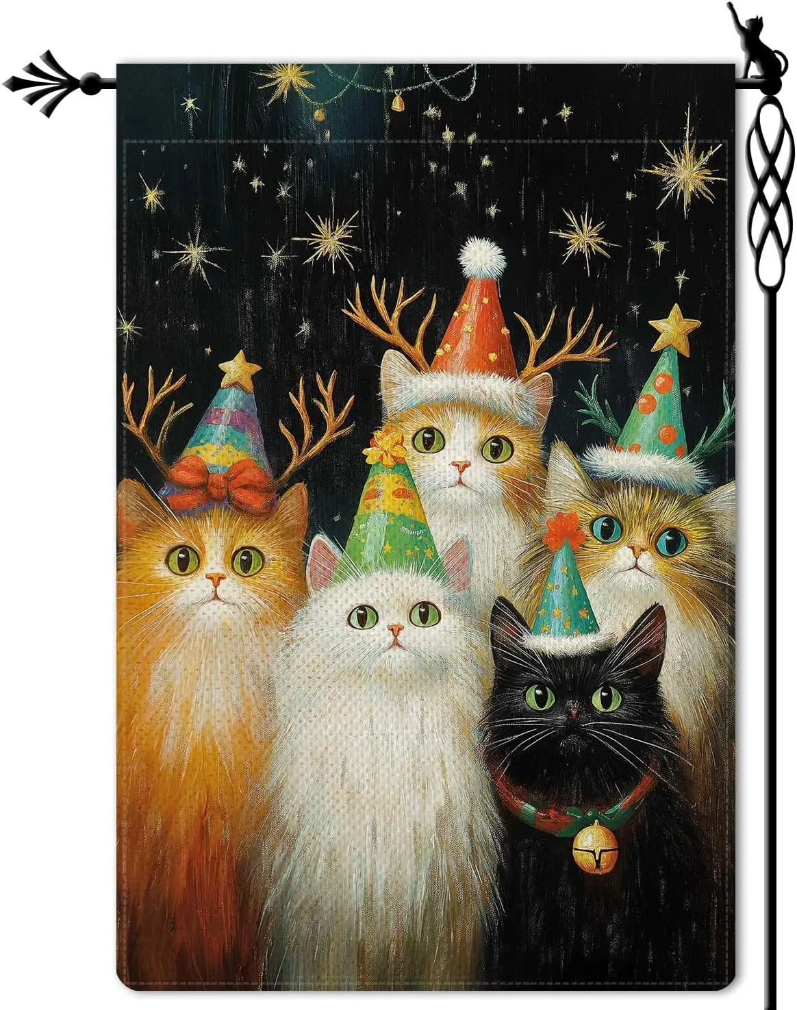Merry Christmas Garden Flag Cute Kitty Garden Flag Christmas Gift Vertical Double Sided Rustic Farmland Burlap Yard Lawn Out yyi