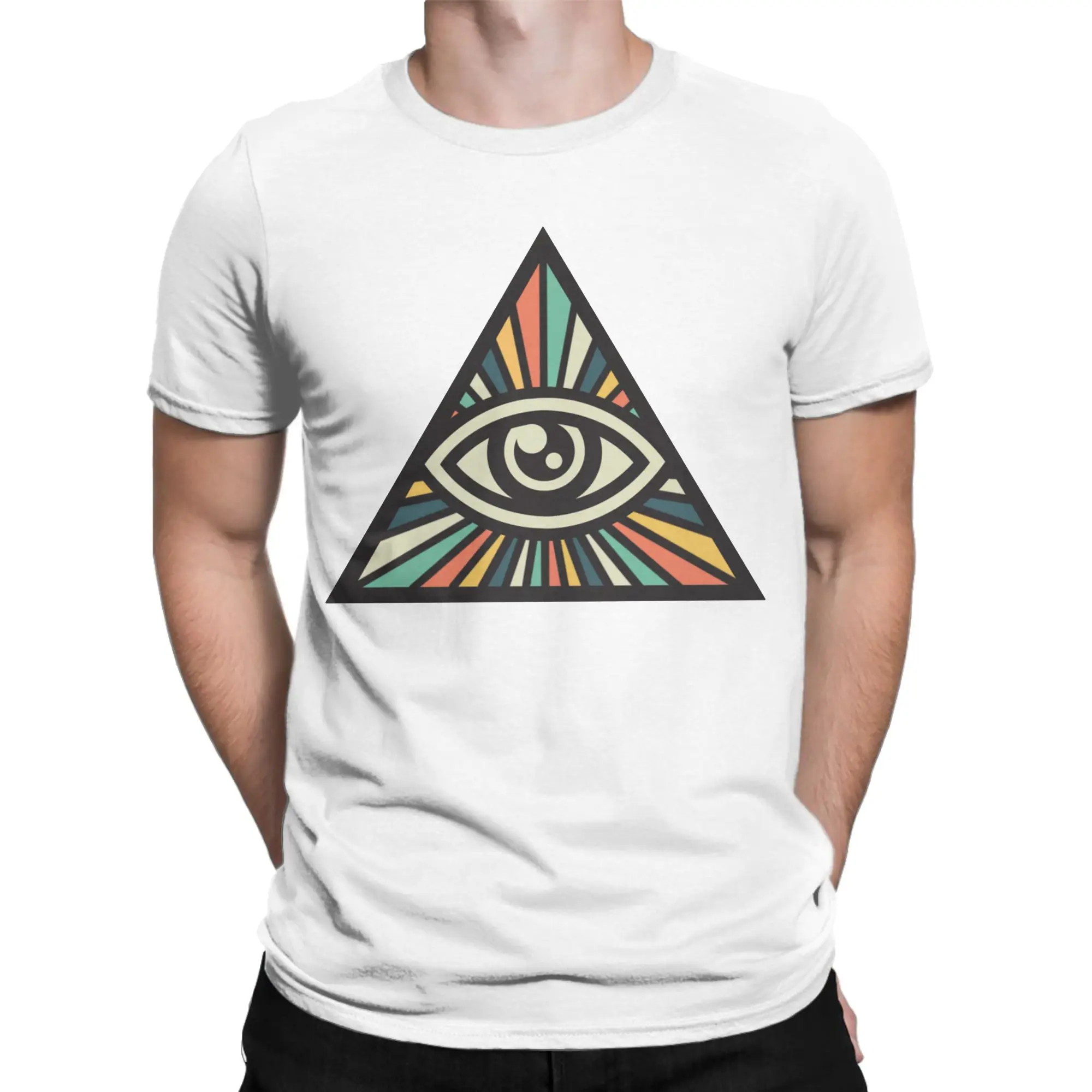 Print Illuminati Sign T Shirt Men O-neck Short Sleeve Tops Shirts God Eyes Cotton Summer TopsTops