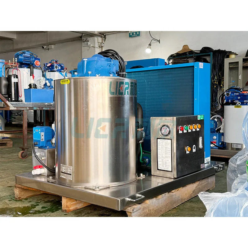 

High Quality Energy Saving LIER LR-1T Industrial Flake Ice Machine 1T PLC Motor 500kg Capacity Ice Storage Bin 4.1kW Power
