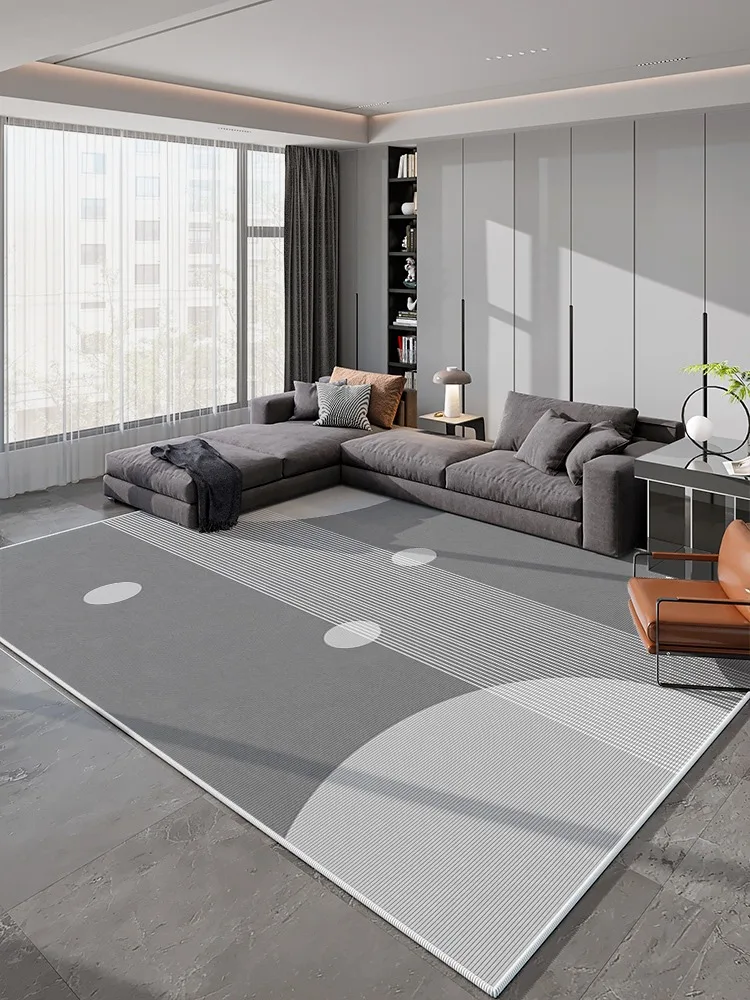 

Modern Style Grey Striped Carpet Artistic Geometric Lines Decorative Rug Modern Living Room Carpet Luxury Bedroom Easy Clean Rug