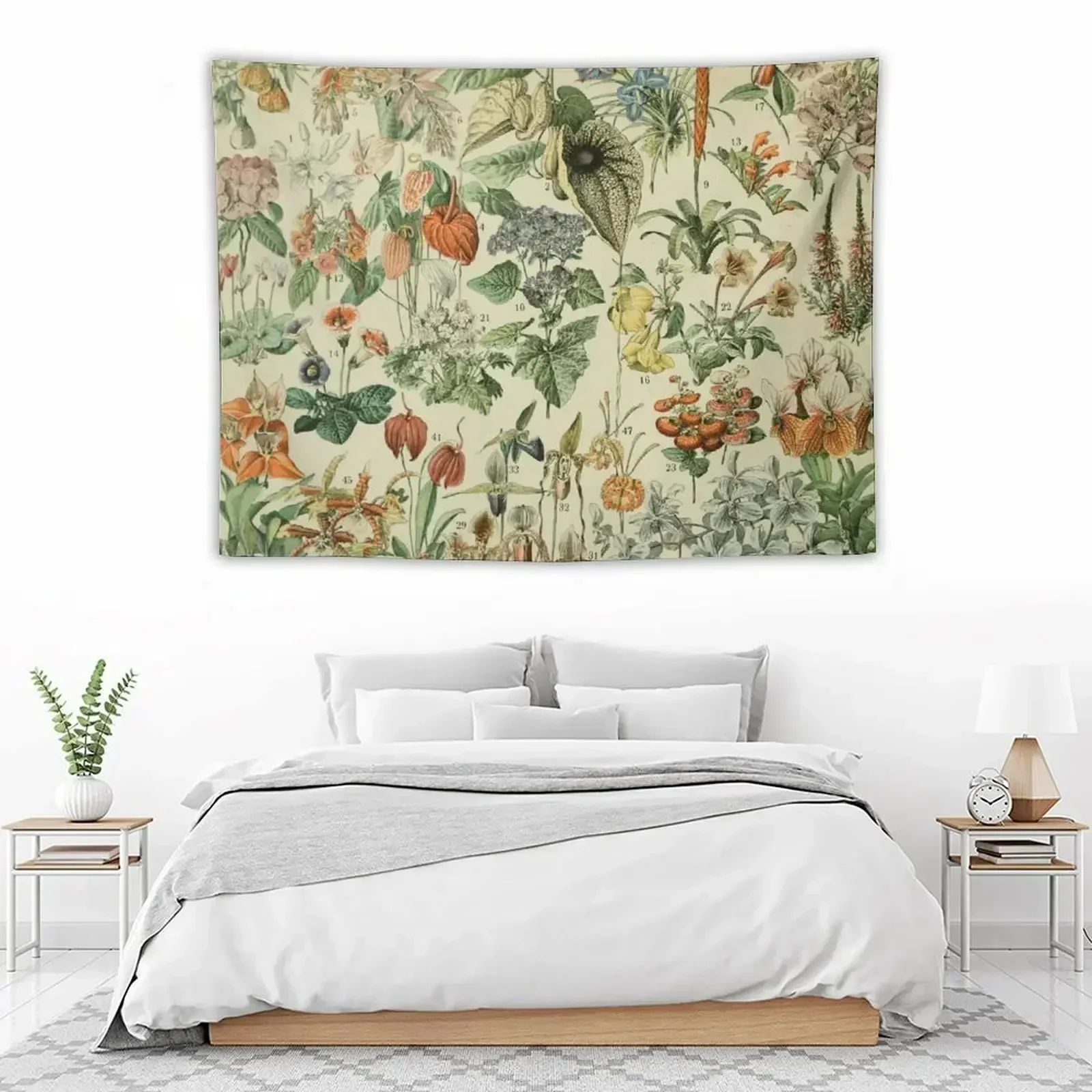

Adolphe Millot Fleurs Vintage Flowers Tapestry Aesthetic Room Decoration Wallpaper Tapestry