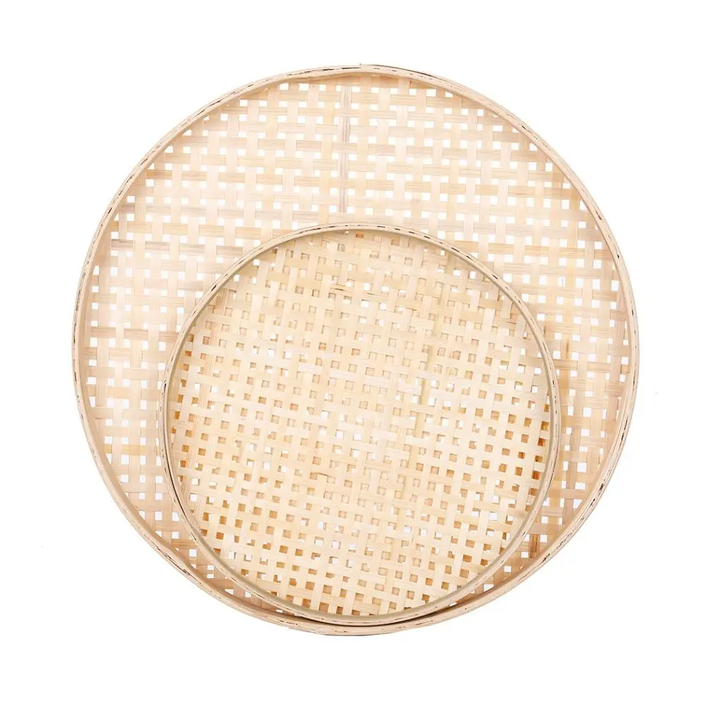 Handmade Weaving Bamboo Sieve Raft 6 Sizes Easy To Clean Storage Basket DIY Decorative Fruit Bread Basket Home Decor