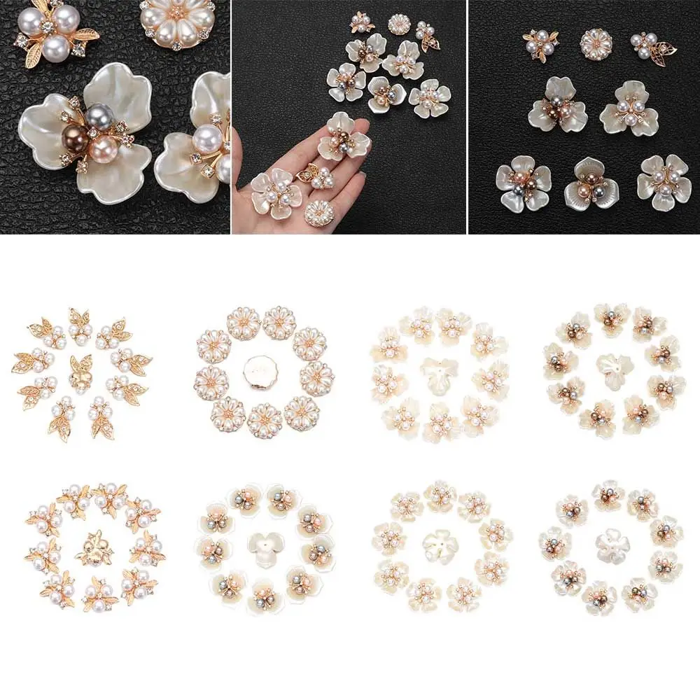 10PCS Sparkling Crystal Hat Accessories Headwear Clip Pearl Hairpins Pearl Button Rhinestone Buttons