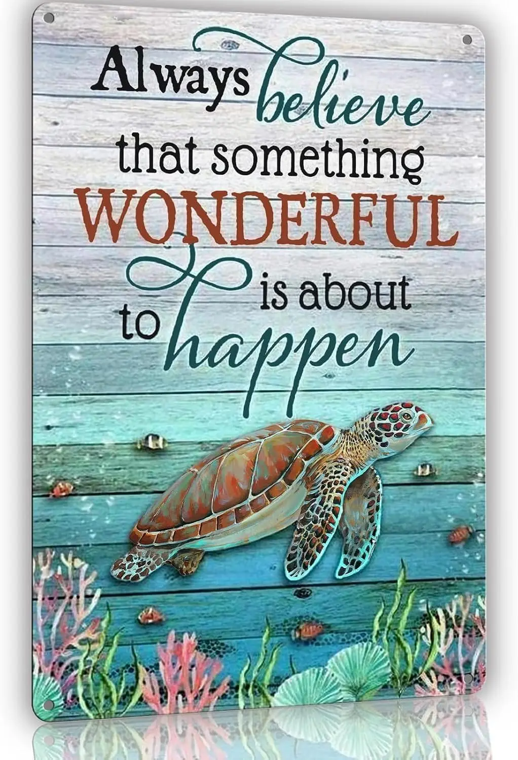 Sea Turtle Metal Tin Signs-Sea Turtle Encouragement Gifts for Women,Inspirational Metal Tin Signs for Home Office School Ro sign