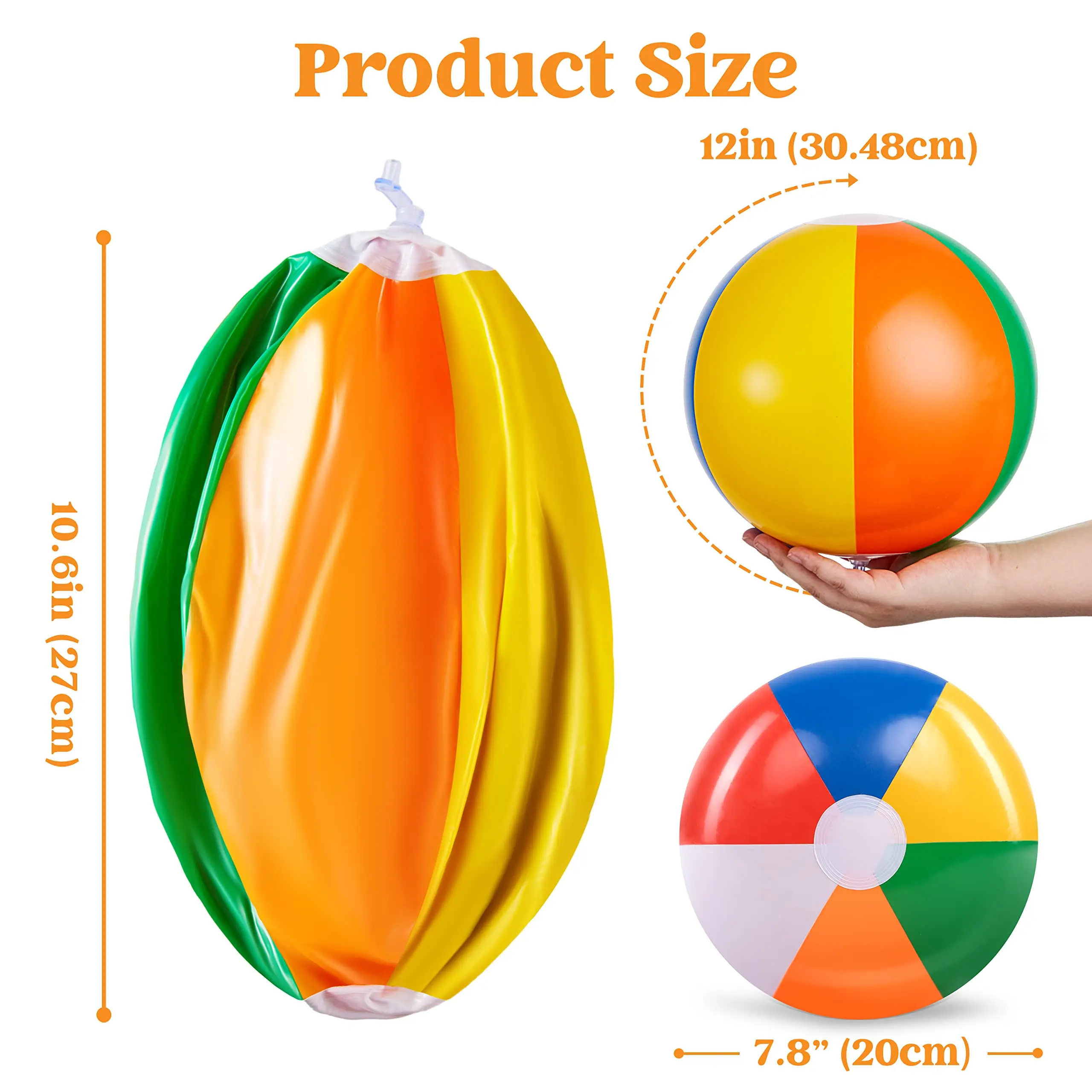 12Pcs Rainbow Beach Balls,12''Inflatable Swimming Pool Toy for Summer Water Game Kid Birthday Party Supplie Combo Set