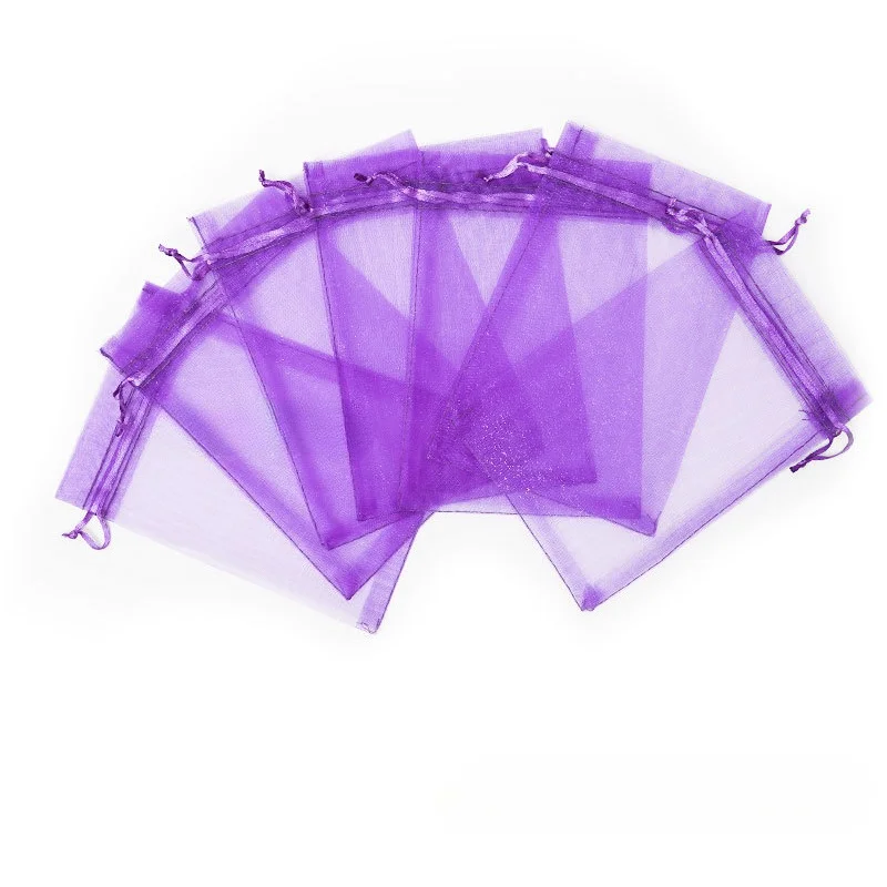 100 Stück Organza-Beutel, dunkelviolette Netz-Schmuckbeutel mit Kordelzug, kleine Geschenkbeutel mit Kordelzug für Weihnachten, Süßigkeiten, Hochzeit, Geburtstag – Detail 5