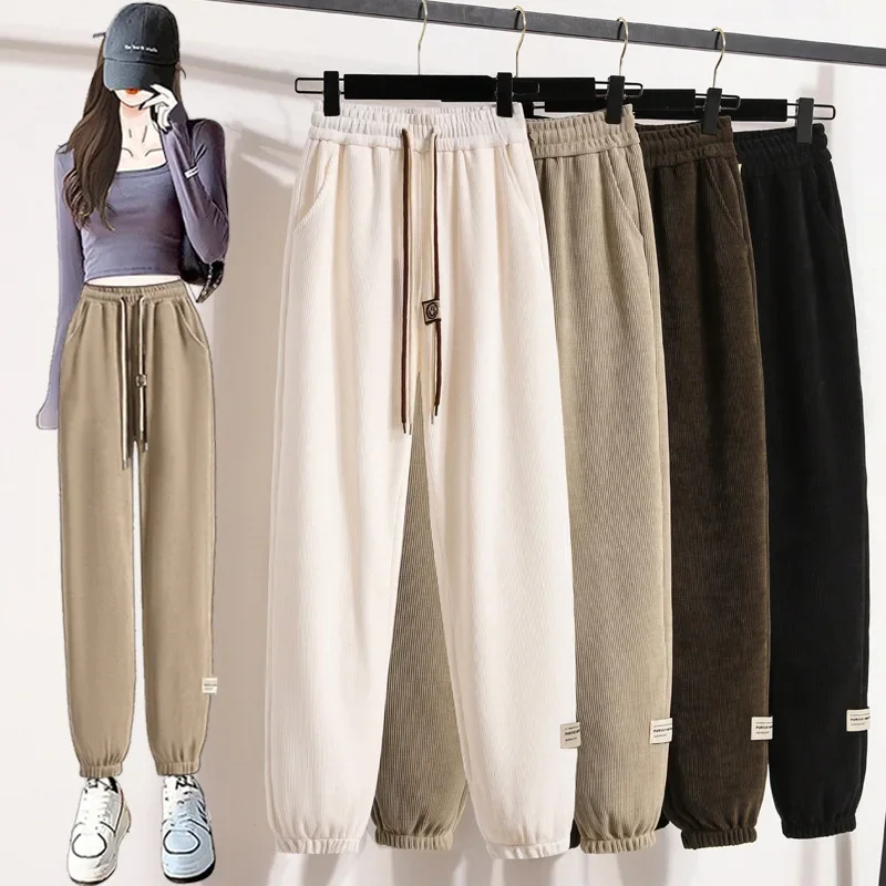 Damesmode Met Zakken Casual Basic Effen Broek Vintage Hoge Taille Femaletrousers Pantalones Broek Lh9