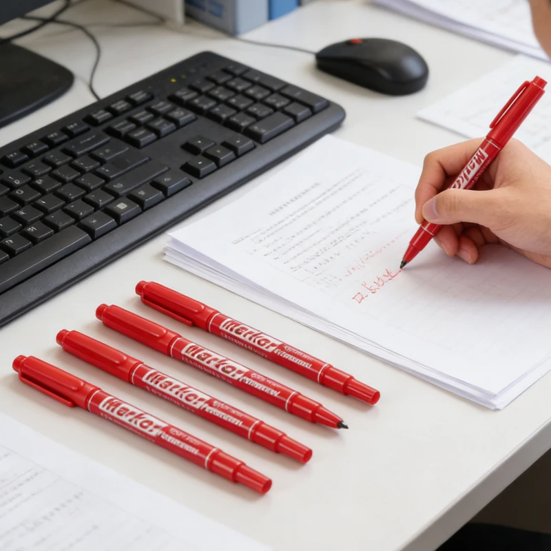 

5pcs Large-capacity Quick-dry Pen Black and Red Oil-based Sketch Pens Thick Art Markers Office Student Universal School Supplies