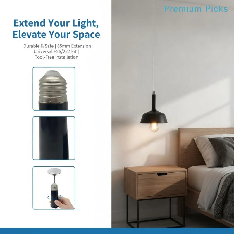 E27 Light Socket Extender Adapter Heat Resistant Easy Install No Wiring Required for Home Bedroom Indoor Lighting Renovation