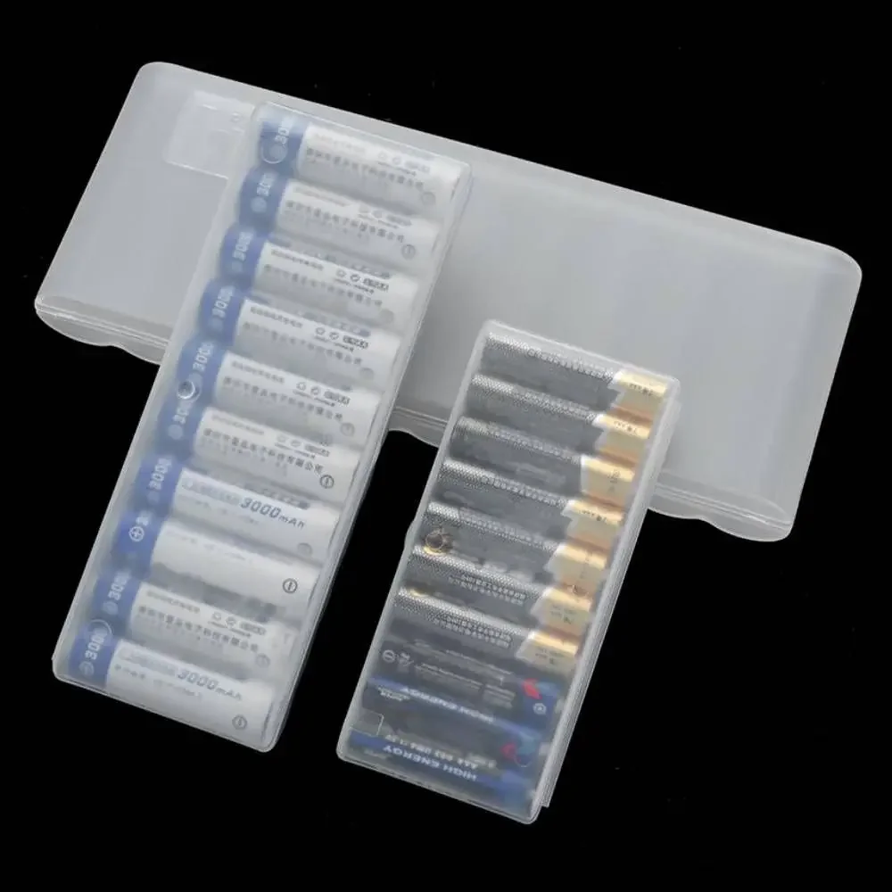 Caja de almacenamiento de batería de plástico transparente con 4/10 ranuras, contenedor duro, funda cartuchera para accesorios organizadores de batería AAA/AA/18650