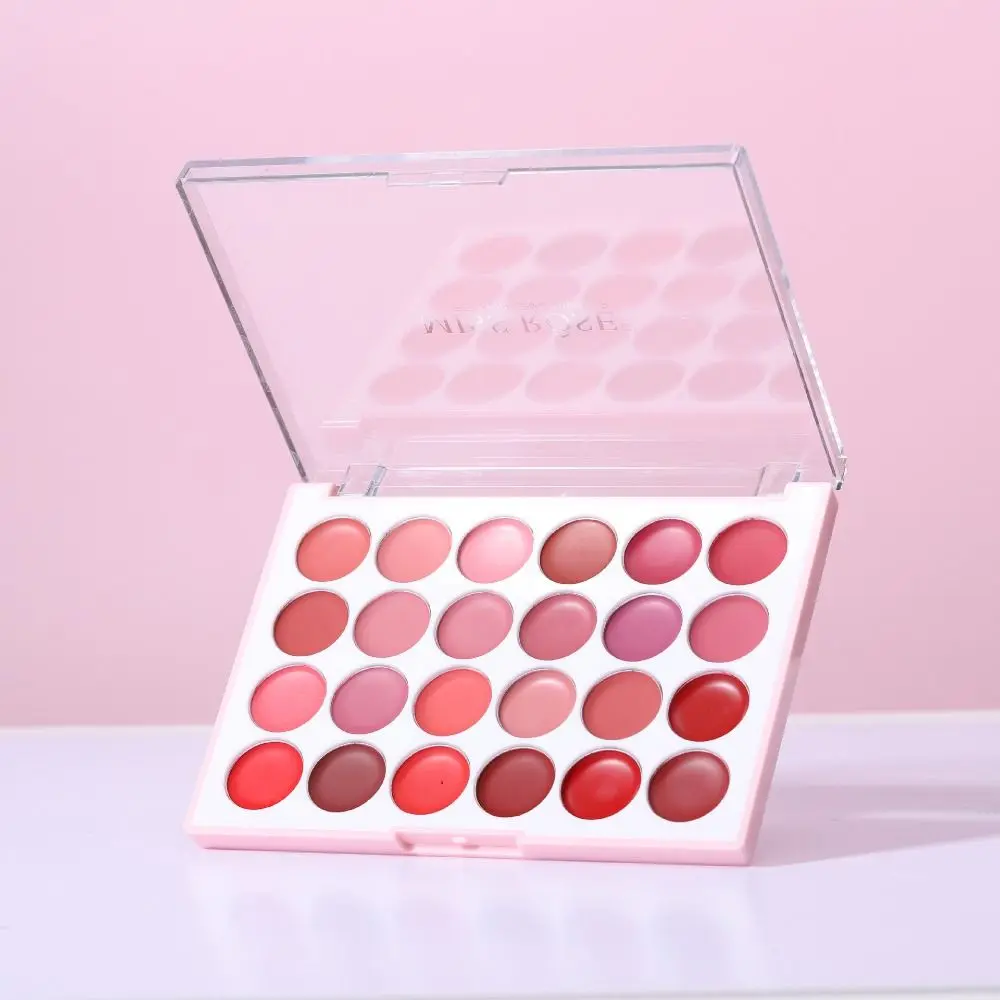 

24 Color Matte Lipstick Palette Long Lasting Non-Sticky Cup Rose Red Lip Mud DIY Beauty Lip Gloss Palette Photoshoot