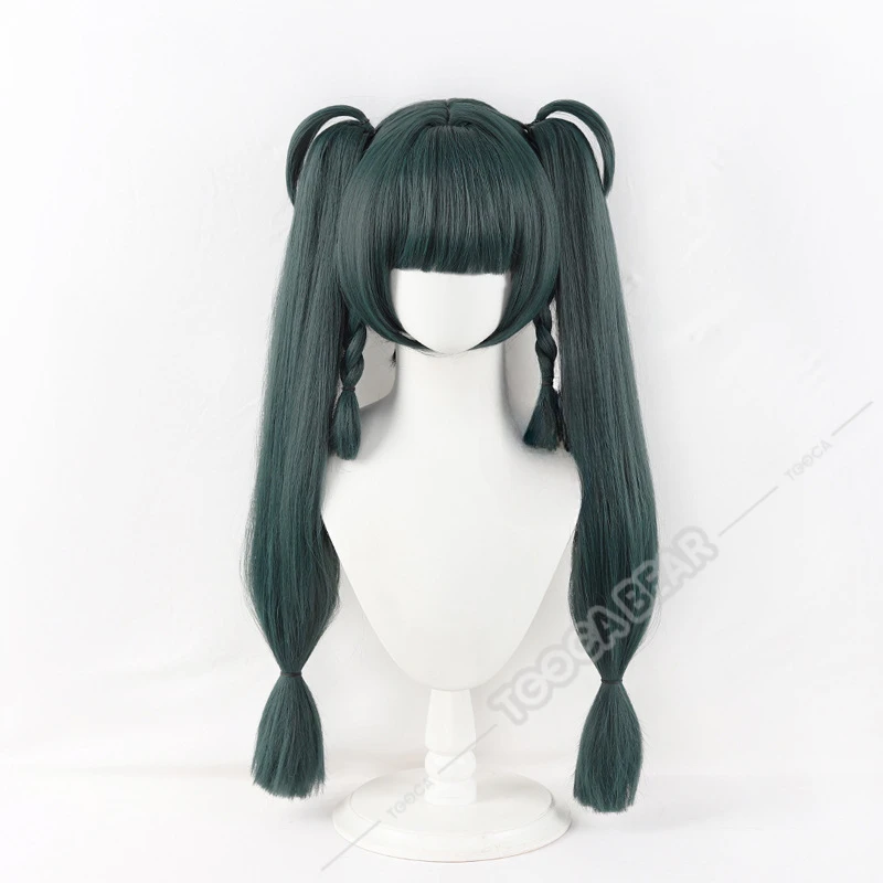 Qingyi Cosplay Wig Game Zenless Zone Zero Dark Green Hair Double Ponytails Heat-resistant Fiber Hair+Wig Cap Halloween