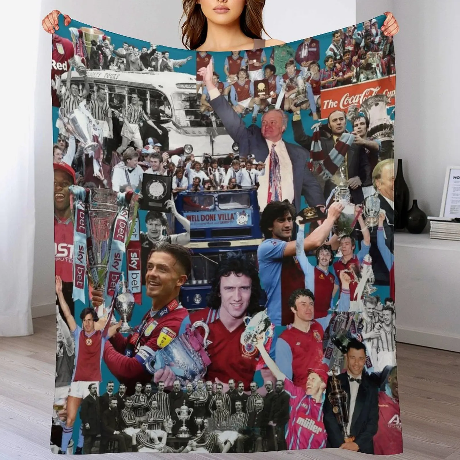 aston villa football club legends prints posters squad team Throw Blanket Travel blankets ands Summer Blankets