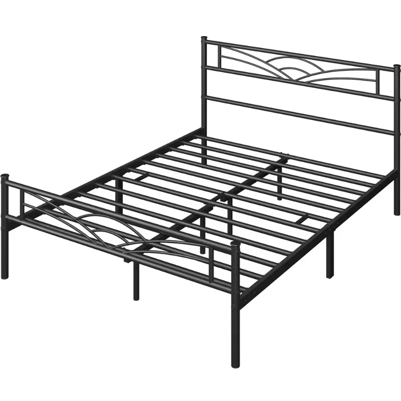 Easyfashion Skylar Cloud-Inspired Design Metal Bed, Queen, Black bed frame queen  bedframe