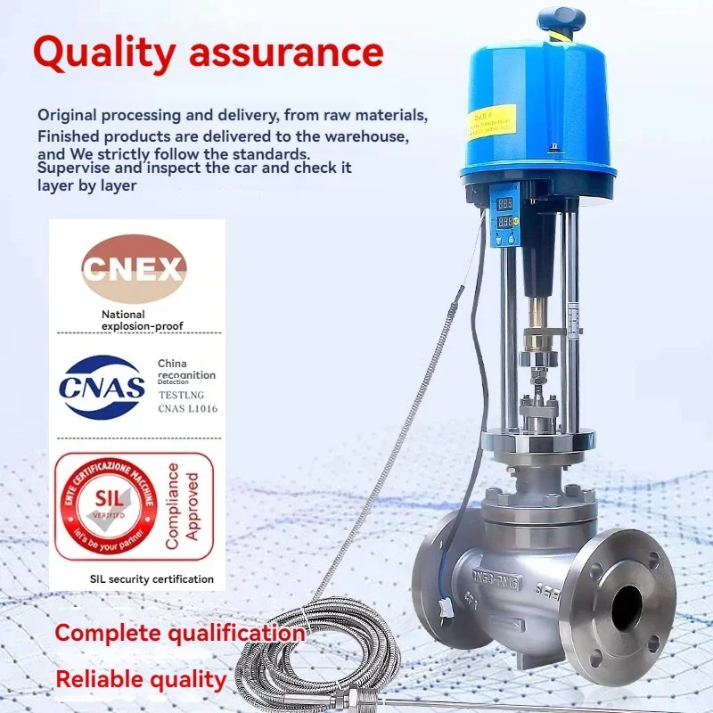The steam and hot water temperature regulator and electric temperature control valve provide both heating and cooling functions.