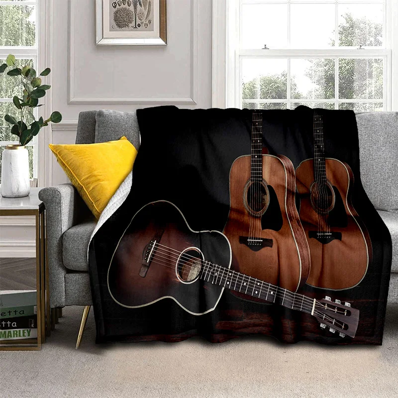 Electric Guitar 3D Classical Guitar Blanket,Soft Throw Blanket for Home Bedroom Bed Sofa Picnic Travel Office Cover Blanket Kids