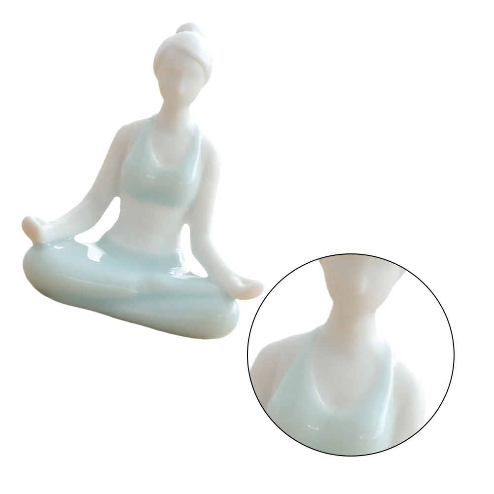 

Sky-Blue Yoga Figure Desktop Decoration Ceramic Crafts Decorative Ornament for Home Office Display Desktop Decoration