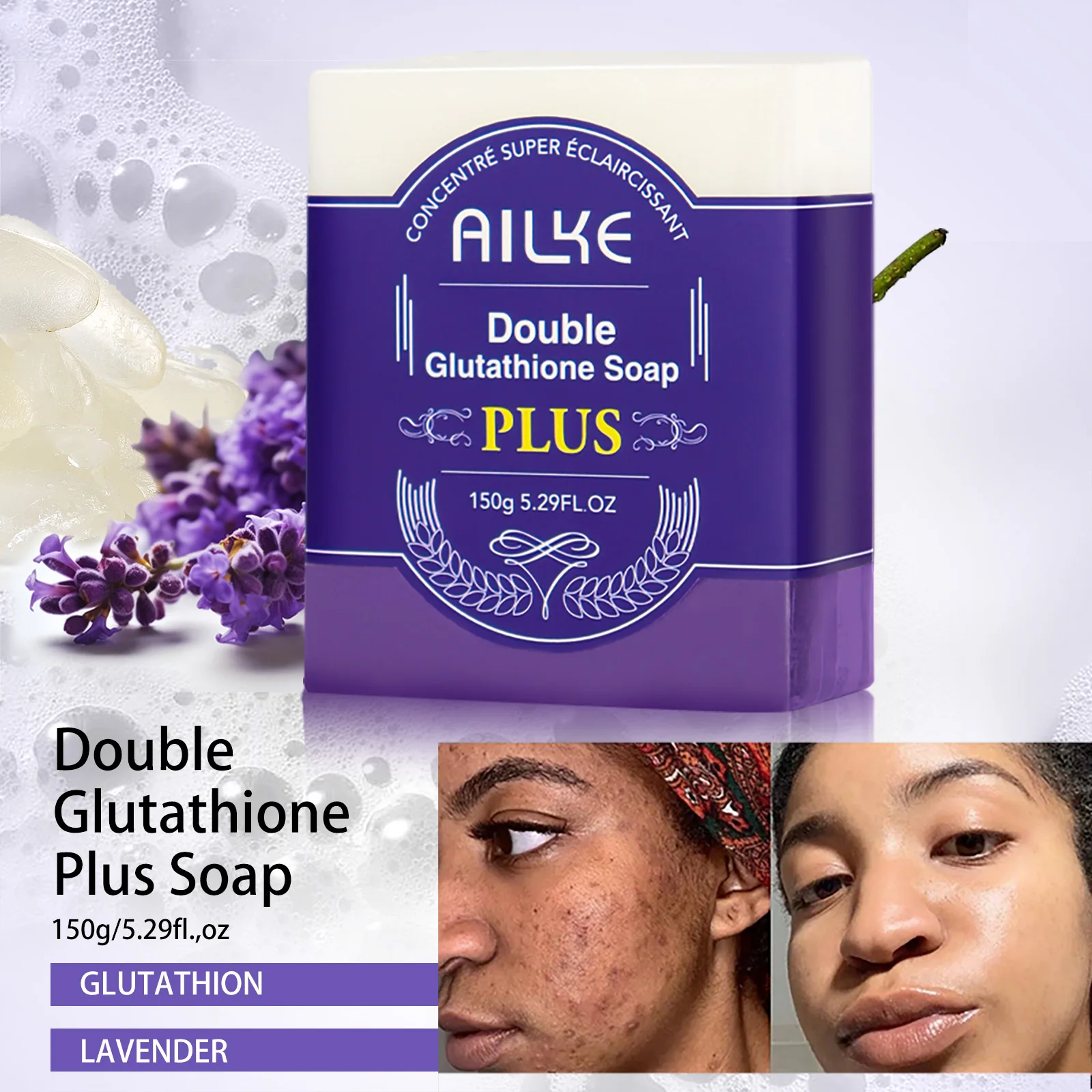 AILKE Reduce Blemish Smooth Skin Soap, Scented Bar, For Black Skin, Dark Skin, Caramel Skin, Lightening for Face & Body