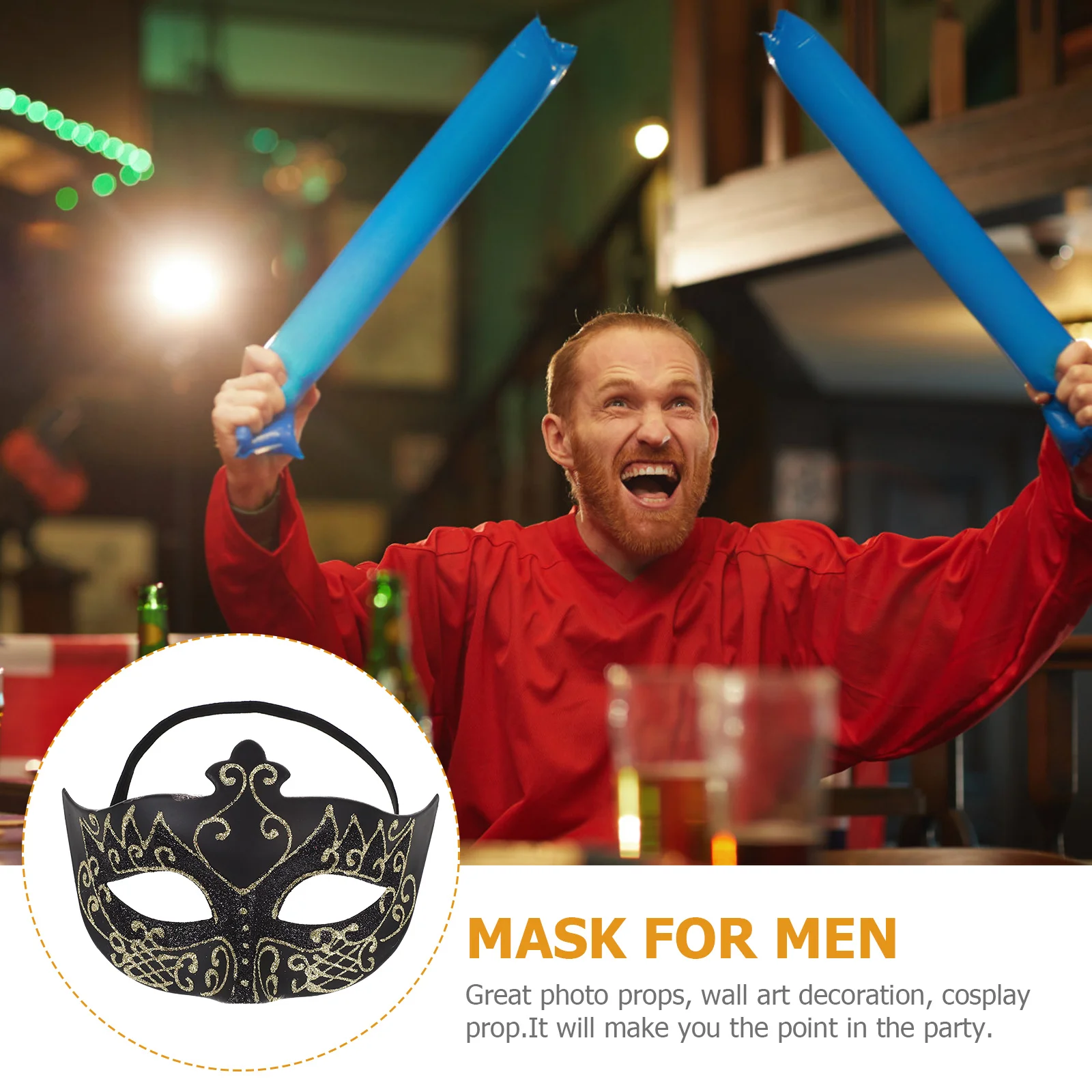 

Gold Powder Half-Face Masquerade Mask Lightweight Male Halloween Party Masquerade Ball Costume Cosplay Mask