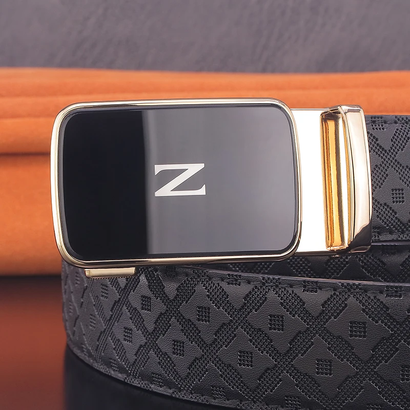 

Casual Letter Z Belt Men's Automatic Buckle Personality Leather Fancy Luxury Black Belt High Quality Ceinture homme