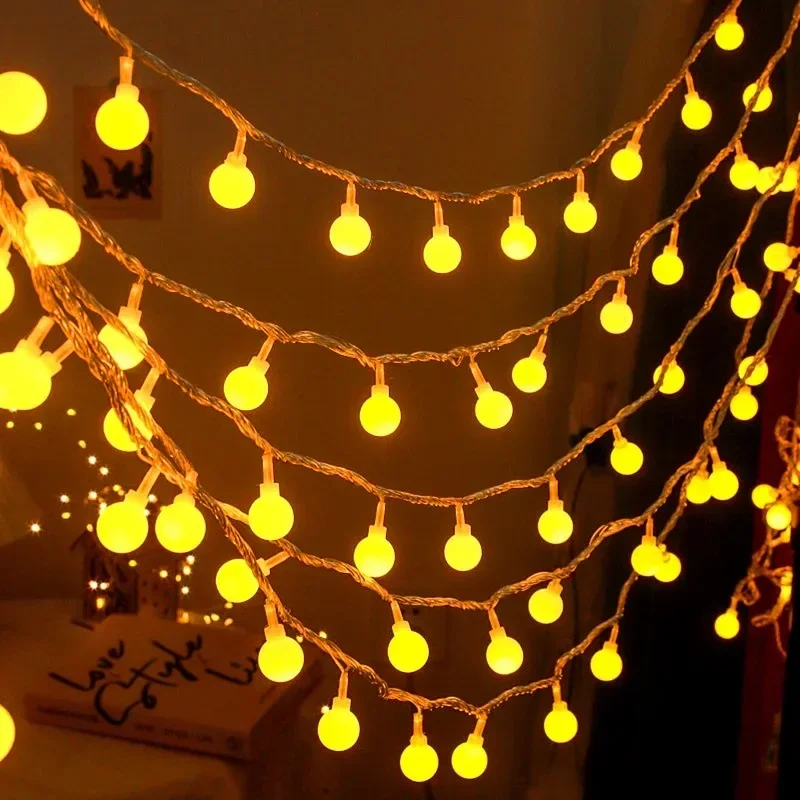ไฟ LED แบบสาย USB/แบตเตอรี่ ไฟประดับทรงกลม ไฟสายกันน้ำสำหรับภายนอกอาคาร โคมไฟตกแต่งสวน งานแต่งงาน ไฟประดับตกแต่งคริสต์มาส