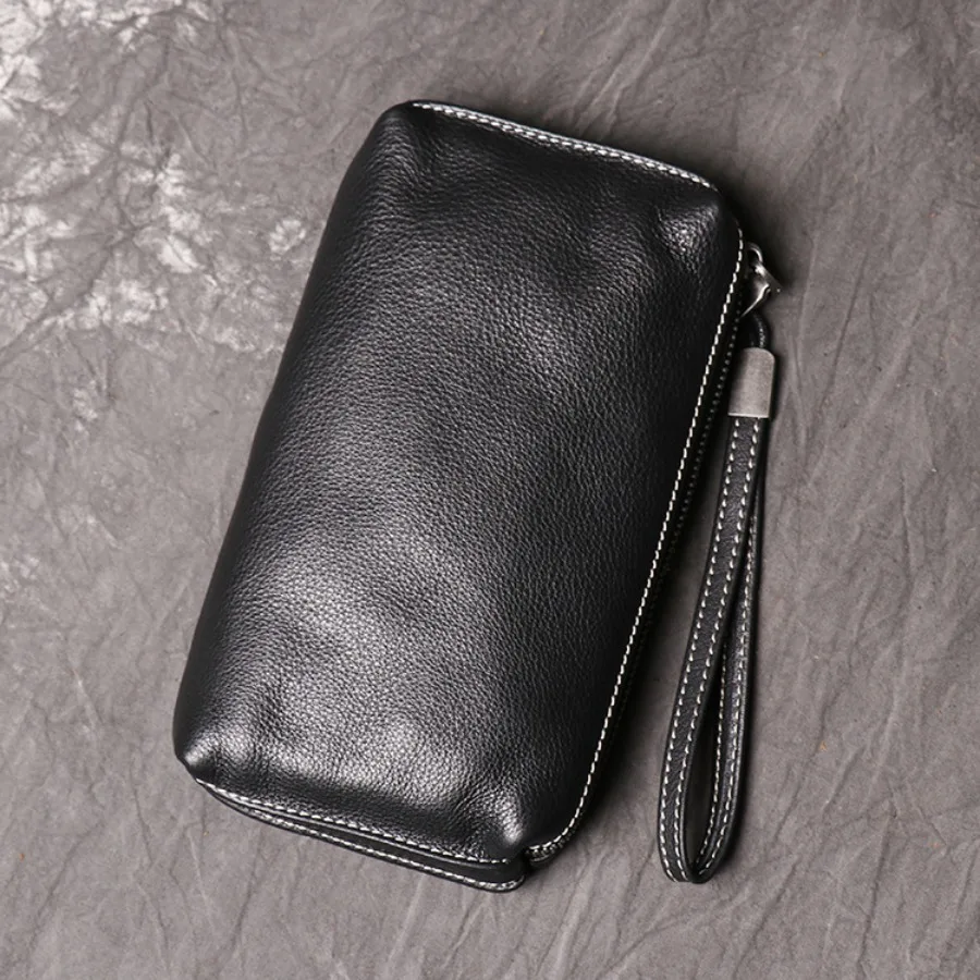 

【Spot goods】Luo Jia new men's genuine leather handbags women's soft leather long wallet fashion simple cow leather mobile phon