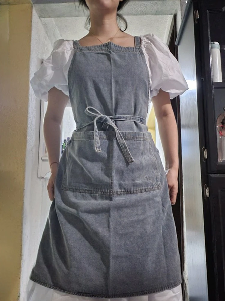 Elegant Unisex Jean Apron with Pockets for Men and Women for Kitchen Cooking Gardening Painting Chef Uniform Pinafore Drop ship