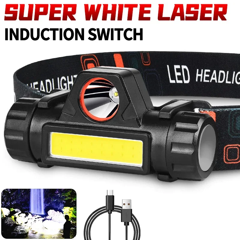 LED Head Mounted Magnetic Flashlight Outdoor Headlights With Long-Lasting Batteries Strong Light Night Fishing Charging