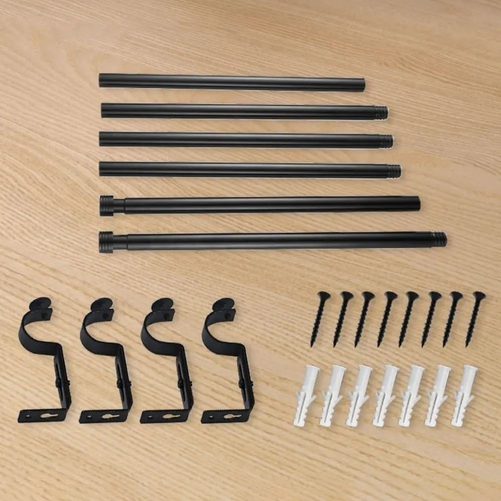 

Стабильный регулируемый карниз для штор, набор карнизов с утолщенной резьбой, черный карниз из углеродистой стали, телескопический карниз для штор, кухонный карниз