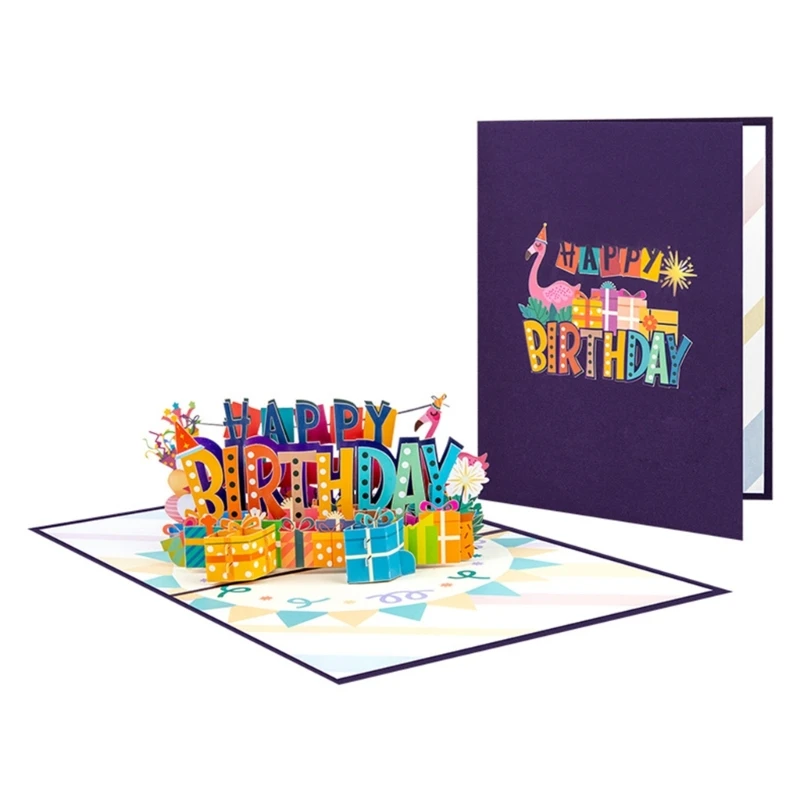 

Birthday Card with 3D Flamingo PopUp Card Blank Inside for Personal Message