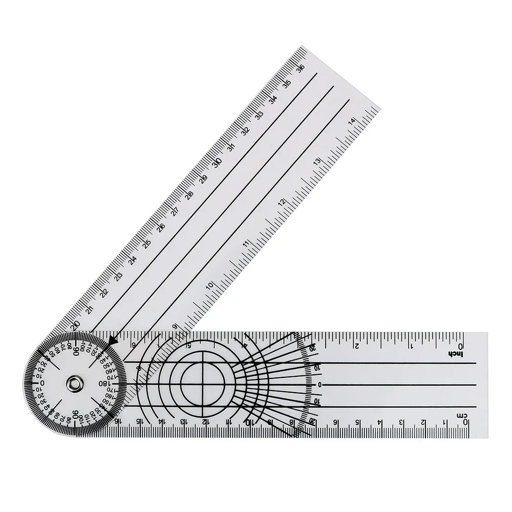 Plastic 360 Degree Pointer Protractor Ruler Angle Goniometer Measuring Tools with Angle Parallel Line Multi-Scale Centimeter