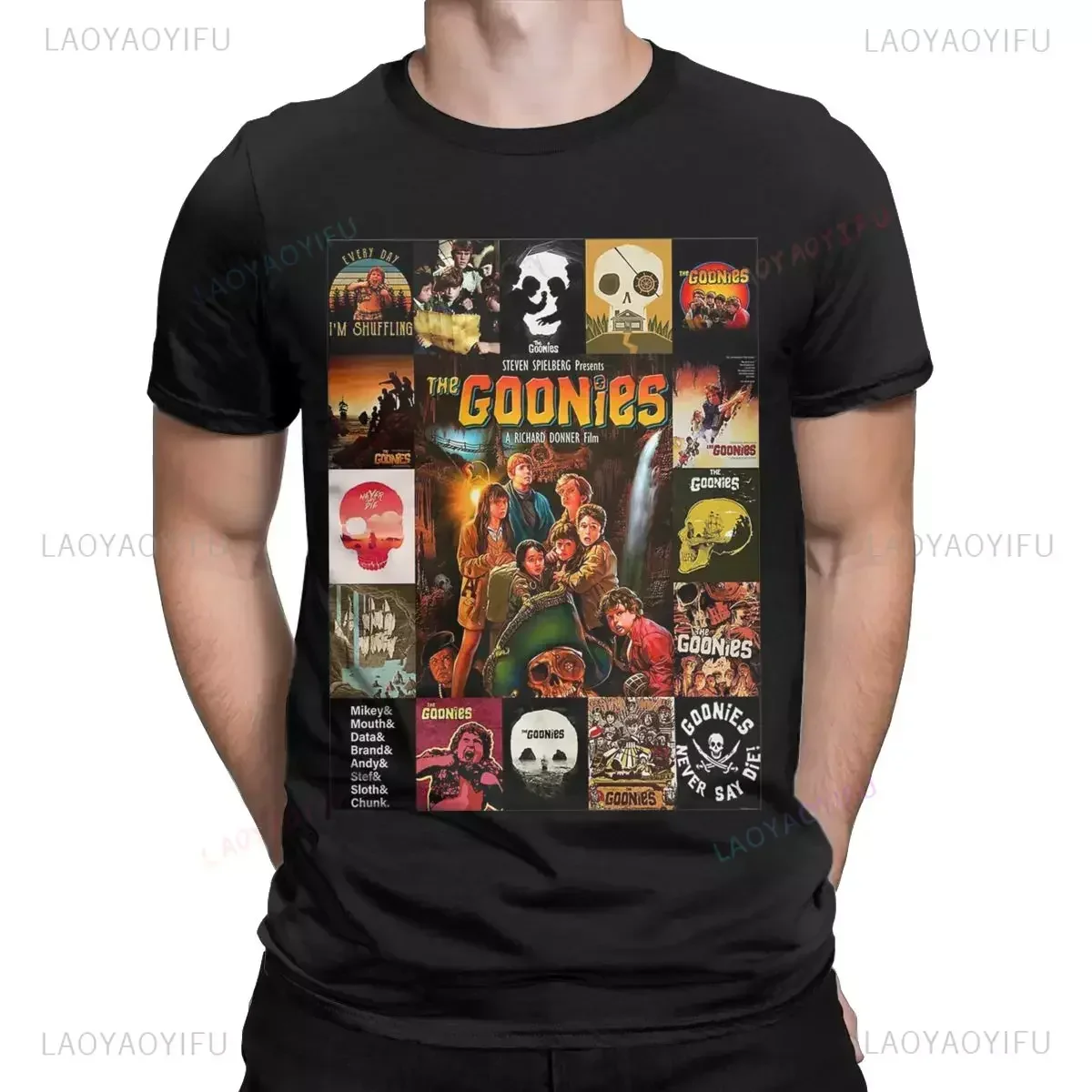 

Awesome Goonies Classic Movie Original Clothes T-Shirts Vintage Nostalgia Men Round Collar Sleeve Tees Streetwear Tops