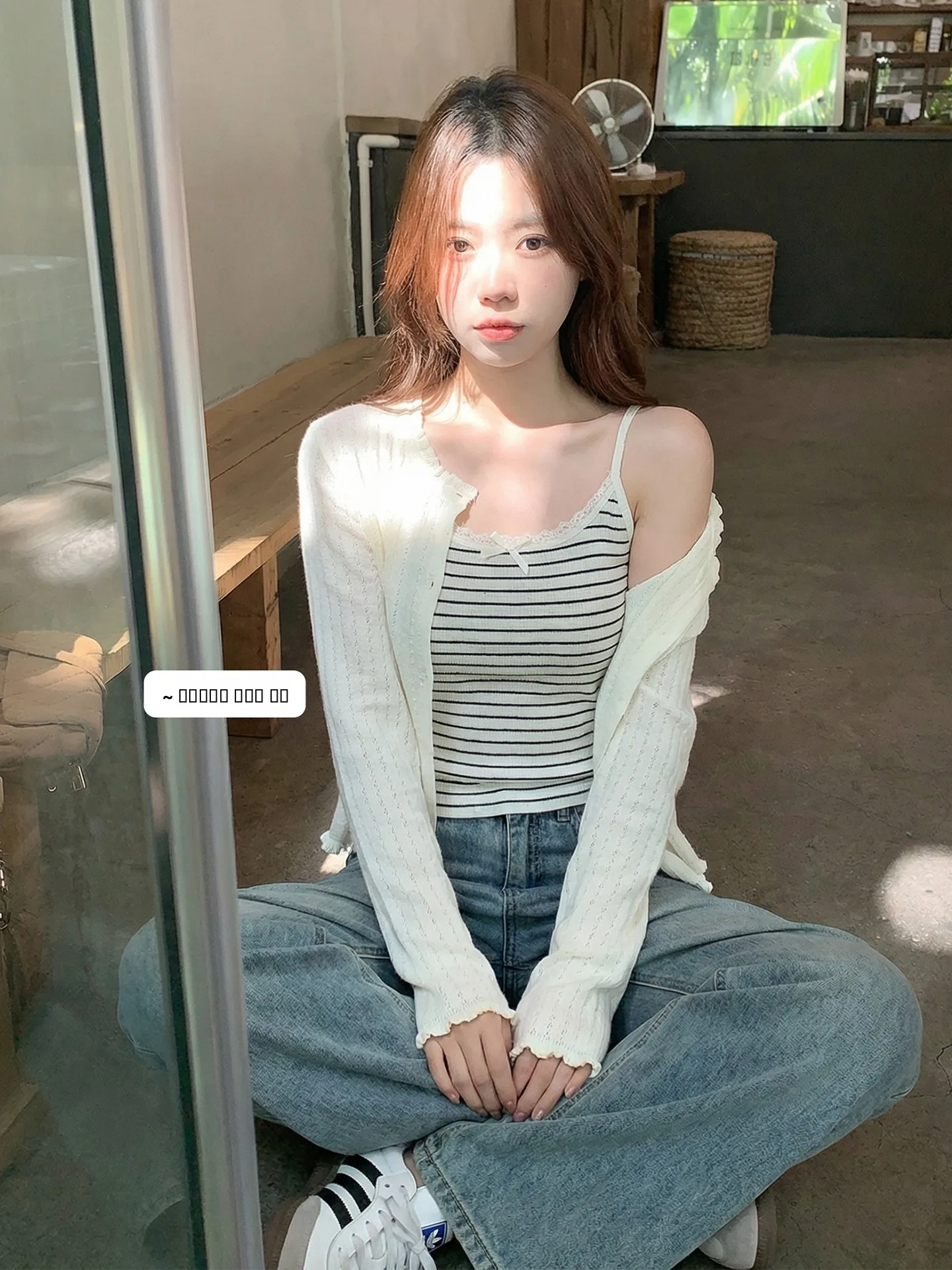 

Вязаный открытый кардиган Zeng Xiao Salt для женщин, весенне-летний тонкий солнцезащитный верх, комплект из двух предметов в корейском стиле