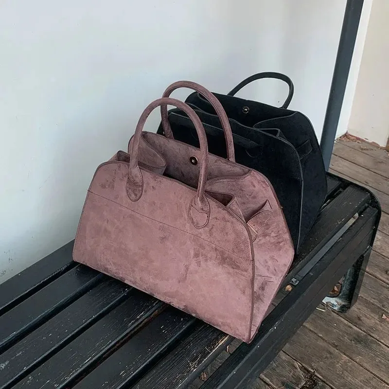 

Luxury Suede Tote Bag Designer Women Handbag Vintage 2025 Winter New Korean Style Large Boston Bag High Quality Ladies Bags