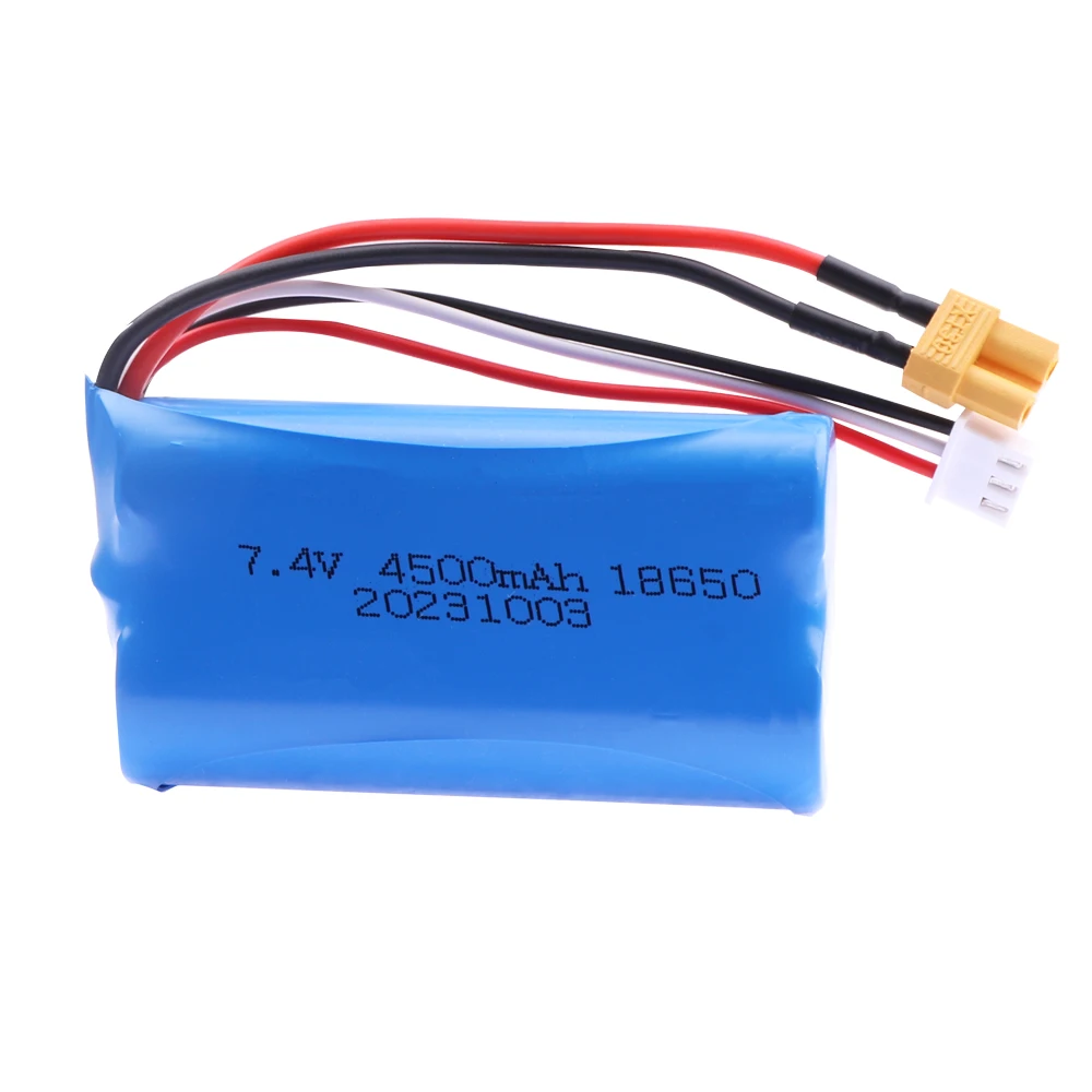 Li-ion Battery For Huina 580 550 583 582 1580 1583 Henglong RC Cars Drone spare parts 18650 7.4V 4500mah XT30 Plug toys Battery