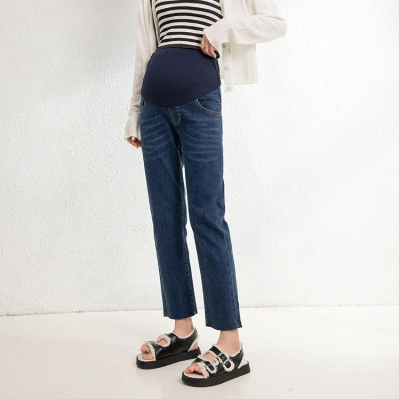 2024 Maternity High Waist Belly Pants Maternity Loose Pants Maternity Fashion Spring Autumn Jeans Maternity Stretch Flared Jeans