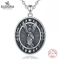 Eudora 925 Sterling Silver Lilith Goddess Sigil Necklace for Women Man Vintage Moon Phase Amulet Pendant Personality Jewelry Gif