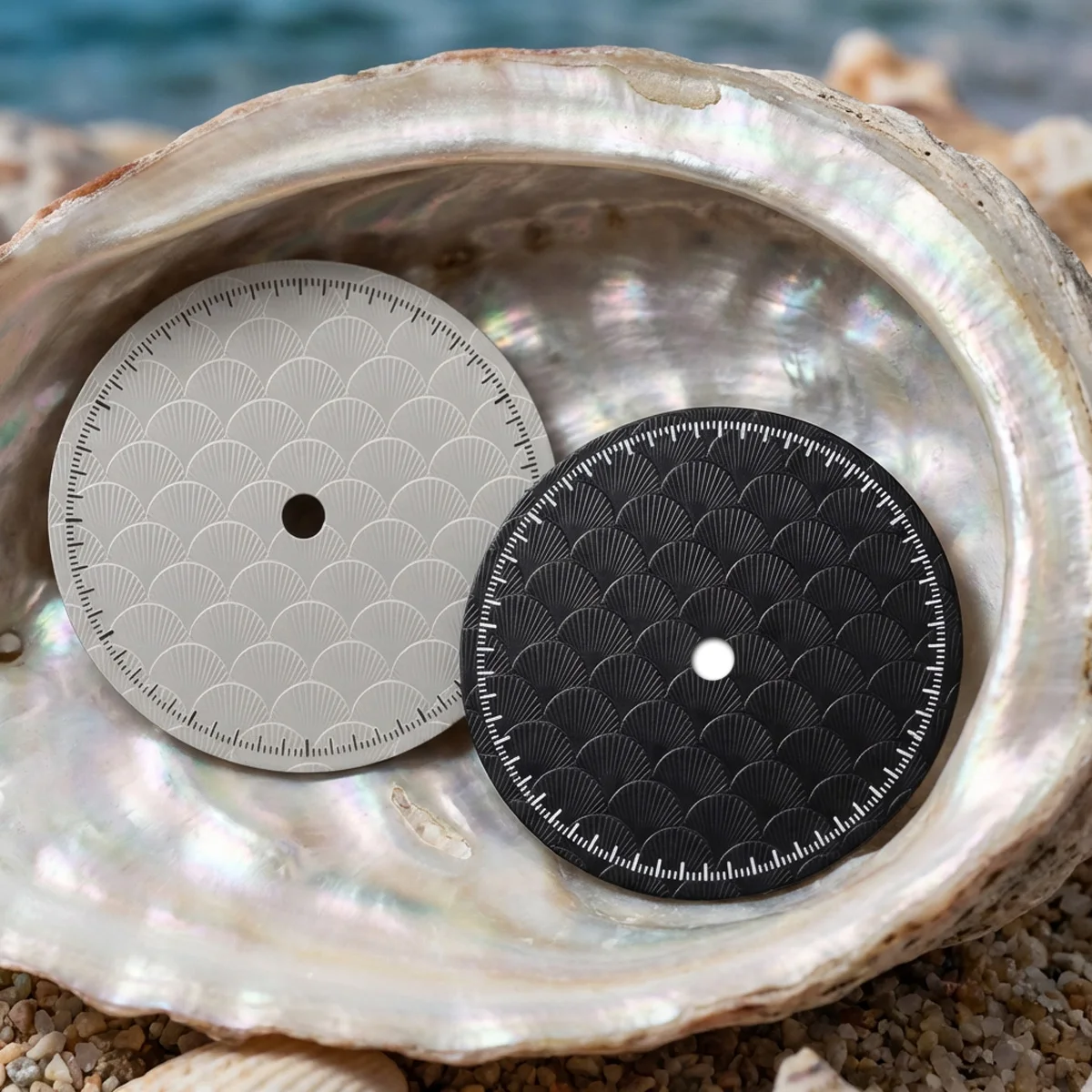 28.5mm Fish Scale Watch Dial Shell Pattern Sterile Pure For Seiko NH35/NH36/NH38/4R35 Automatic Movement Case Mod Parts