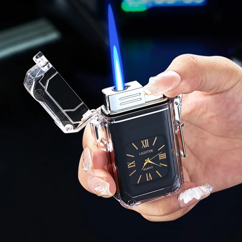 

2025 New Windproof Lighter Waterproof Lighter Vintage Watch Bezel Jet Dual Flame Torch Inflatable Metal Outdoor Gas Lighters